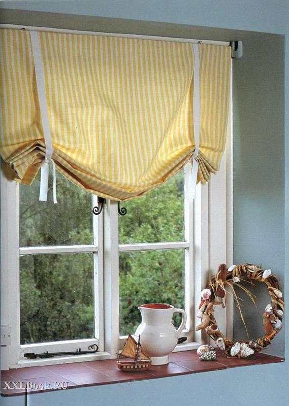 Прием китайской шторы в укорочении занавесок тесьмой, шнуром, декоративной лентой