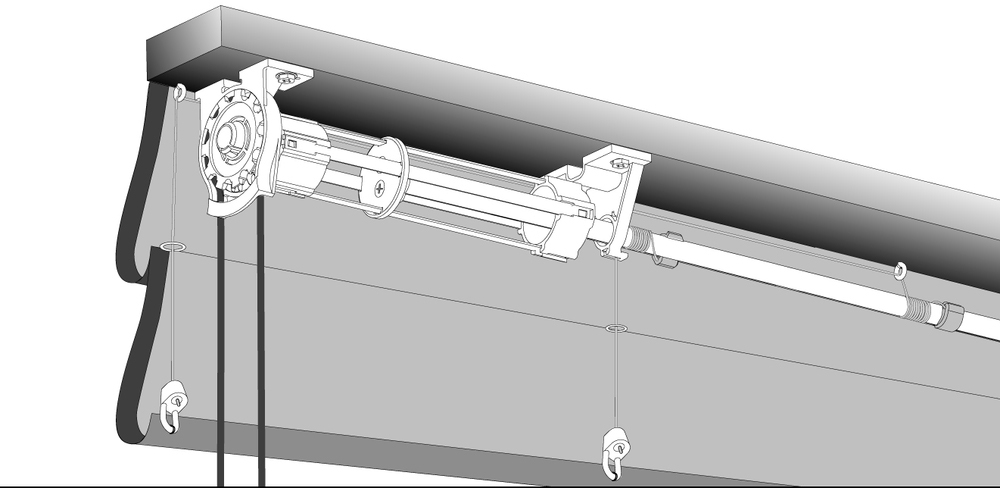 Схема устройства римской шторы