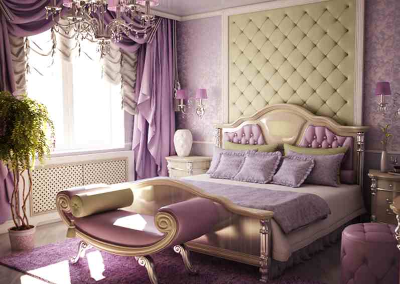 Ар-нуво спальня в лиловом цвете