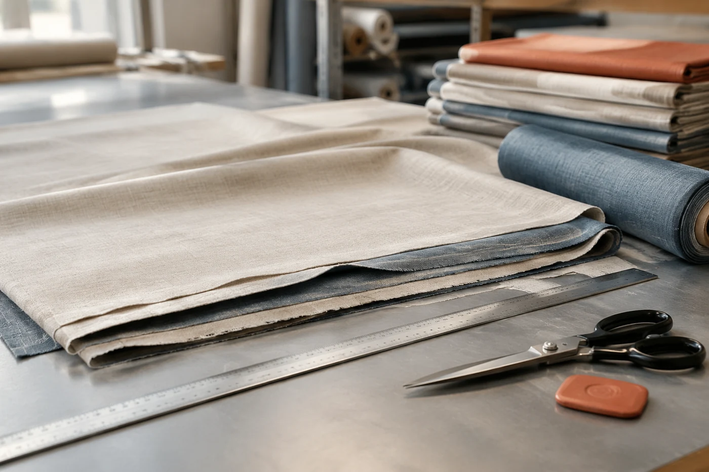 Узел подготовки ткани на раскройном столе перед передачей деталей в следующий этап производства